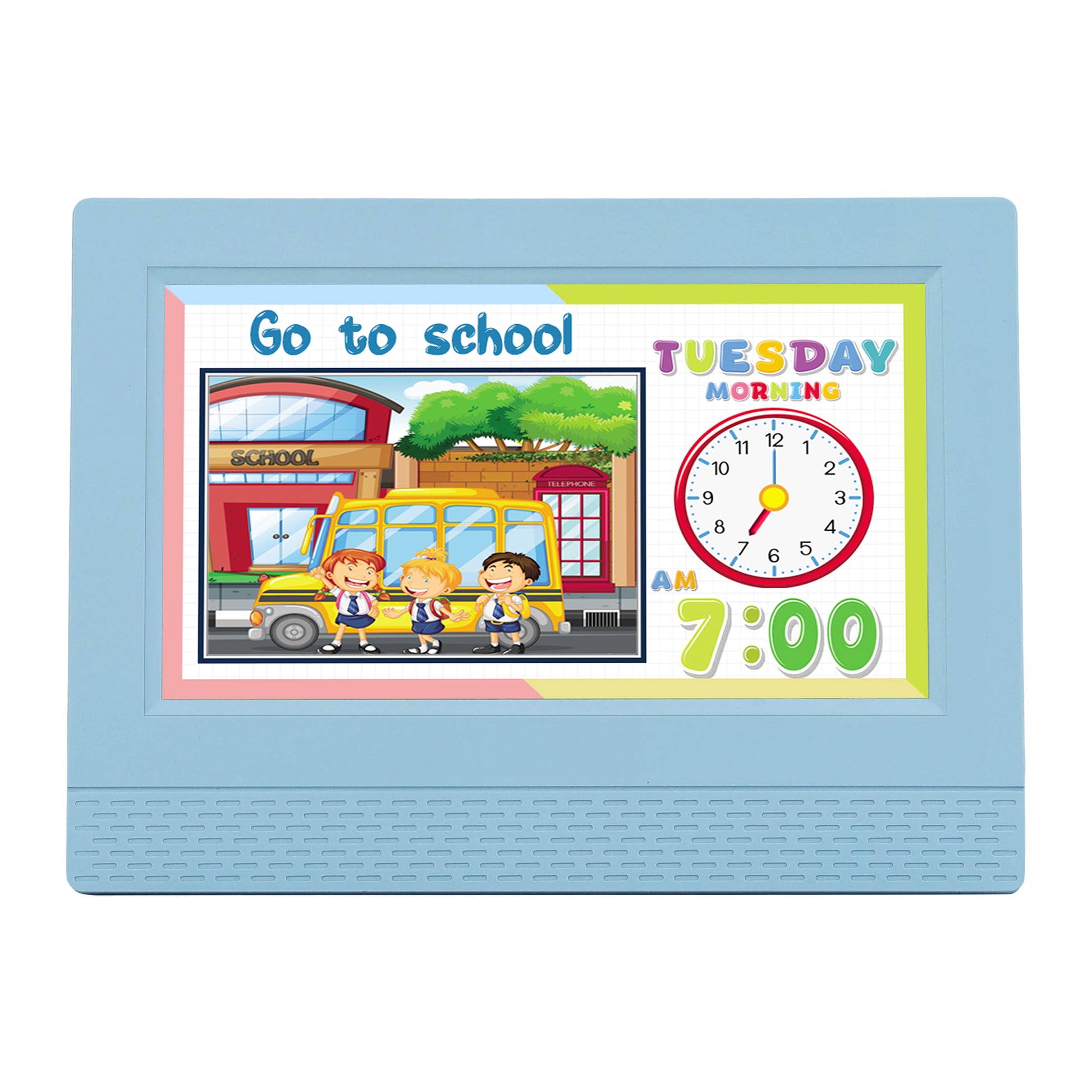 Artiss 7" Digital Day Clock Calendar Alarm LCD Children Sleep Trainer Clocks Blue - Image 4