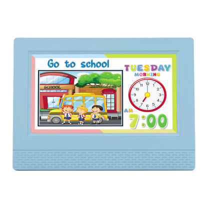 Artiss 7" Digital Day Clock Calendar Alarm LCD Children Sleep Trainer Clocks Blue - Image 4