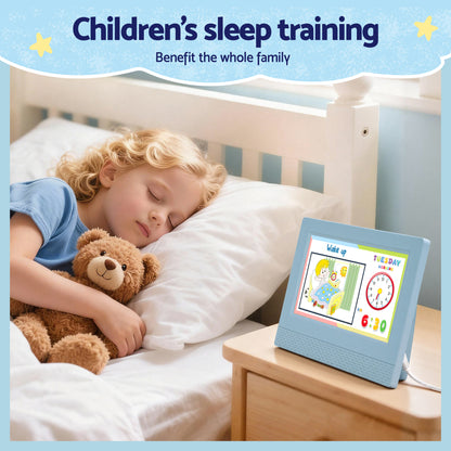 Artiss 7" Digital Day Clock Calendar Alarm LCD Children Sleep Trainer Clocks Blue - Image 5