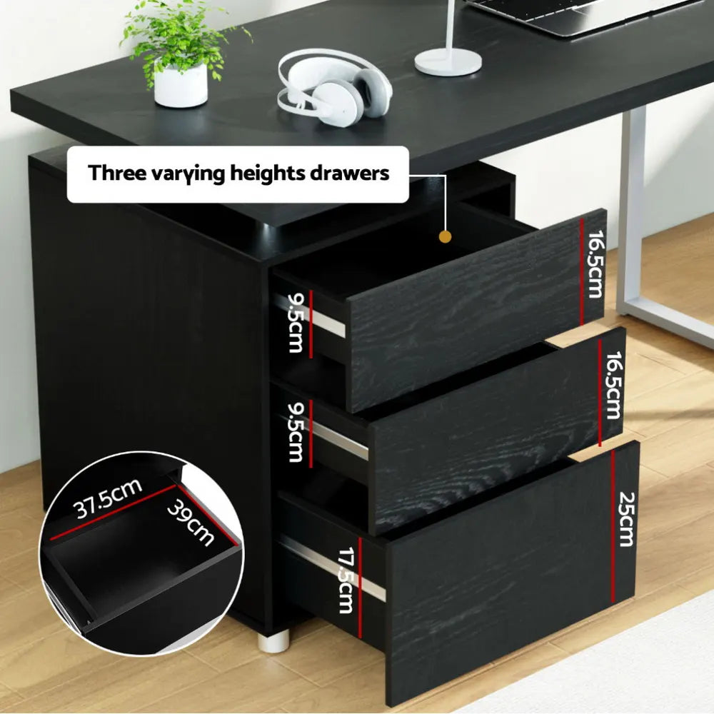 Artiss Computer Desk Drawer Black 140CM - Image 6