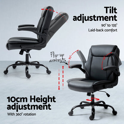 Artiss Computer Desk Executive Office Chairs Sets Black - Image 5