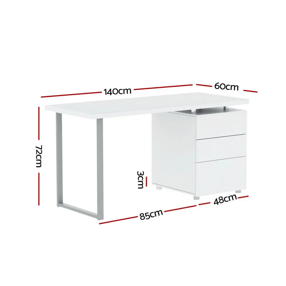Artiss Computer Desk Drawer White 140CM - Image 2