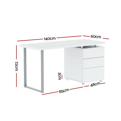 Artiss Computer Desk Drawer White 140CM - Image 2