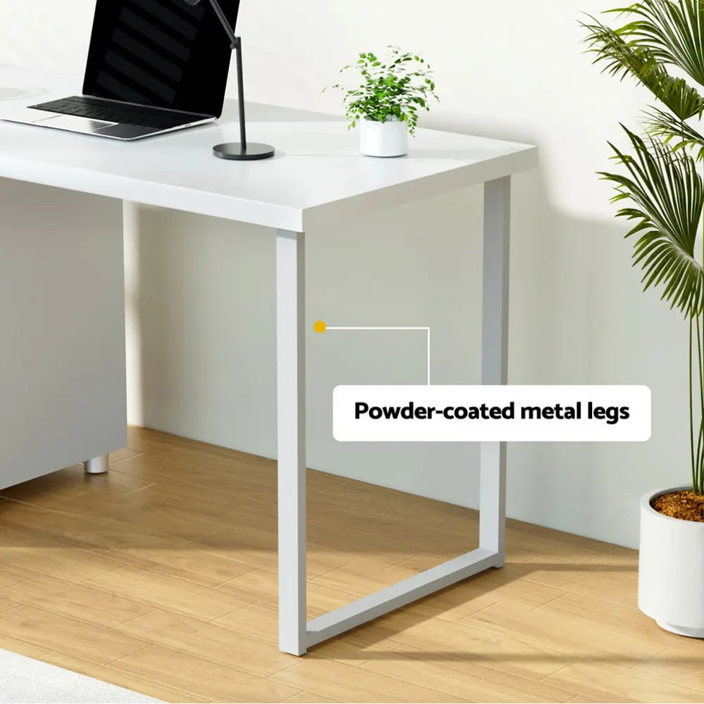 Artiss Computer Desk Drawer White 140CM - Image 5