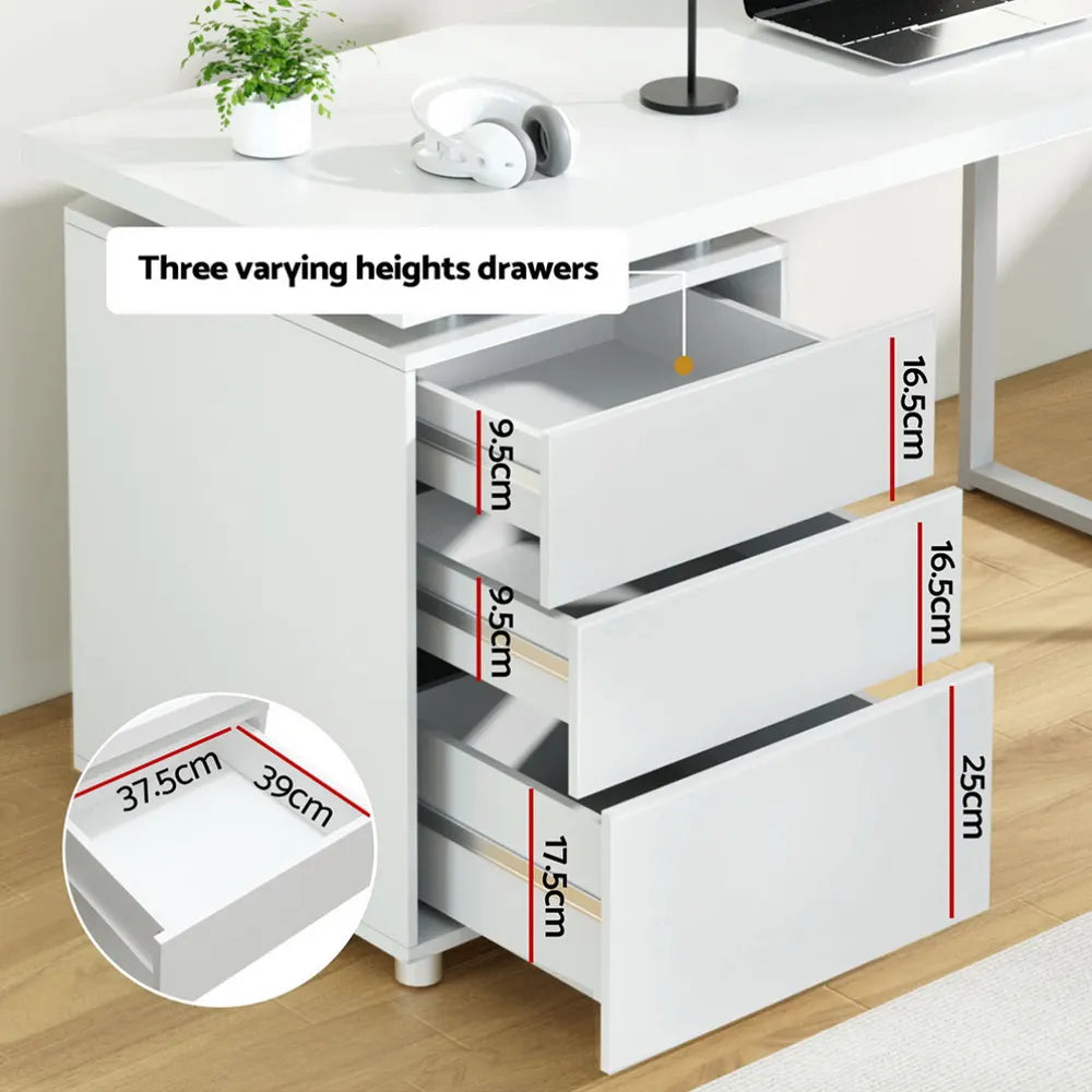 Artiss Computer Desk Drawer White 140CM - Image 6