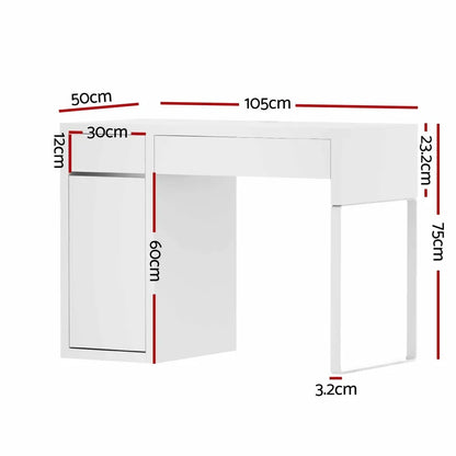 Artiss Computer Desk Drawer Cabinet White - Image 2