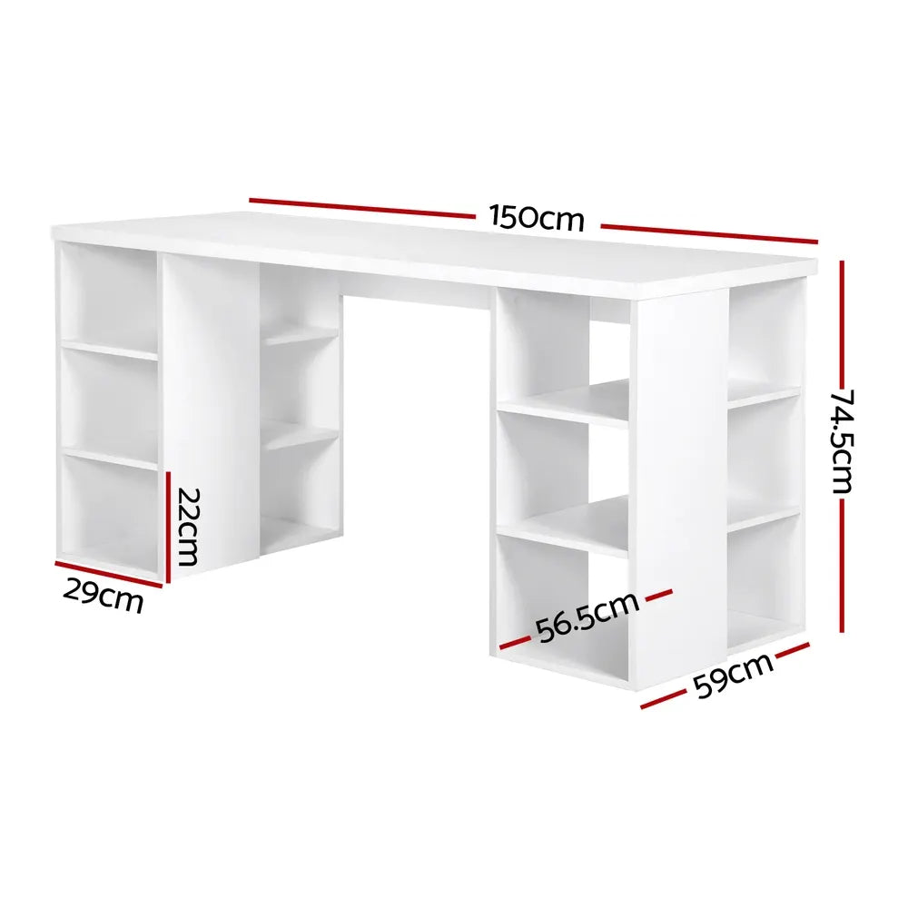 Artiss Computer Desk Bookshelf White 150CM - Image 2
