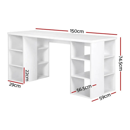 Artiss Computer Desk Bookshelf White 150CM - Image 2