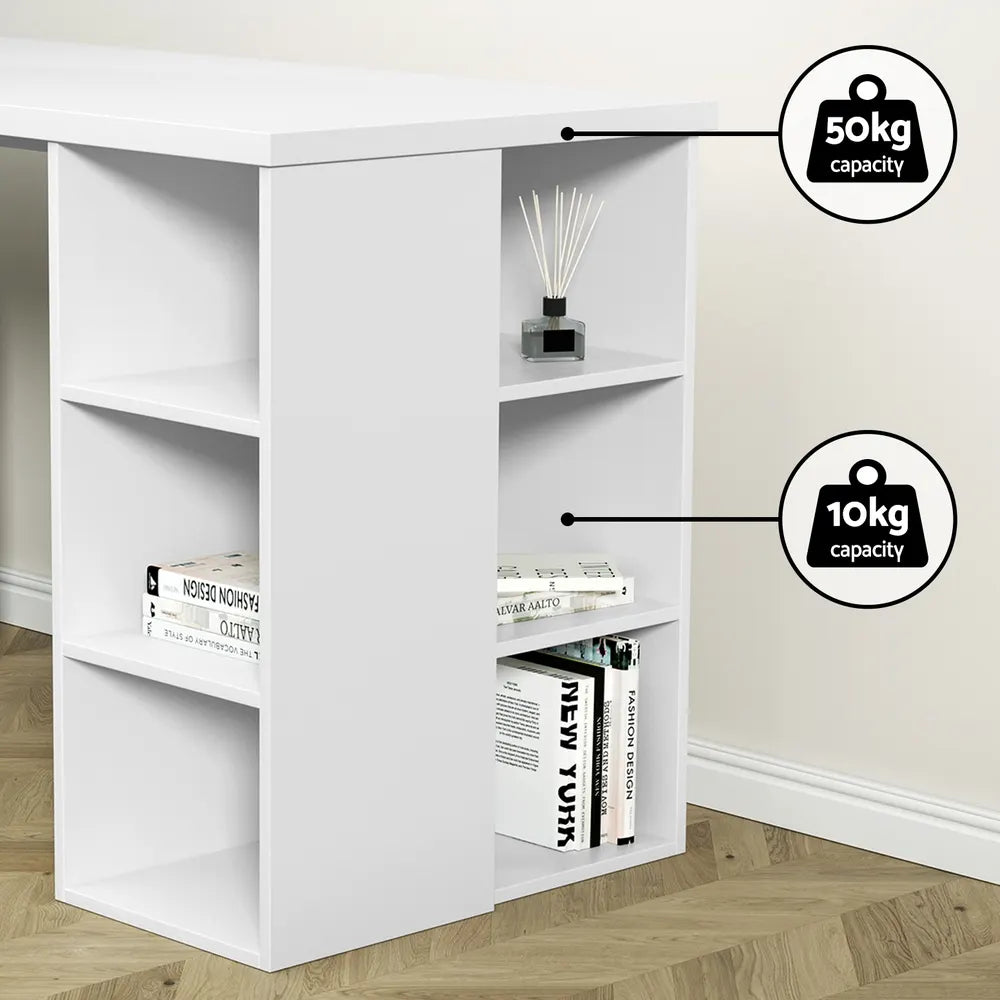 Artiss Computer Desk Bookshelf White 150CM - Image 6