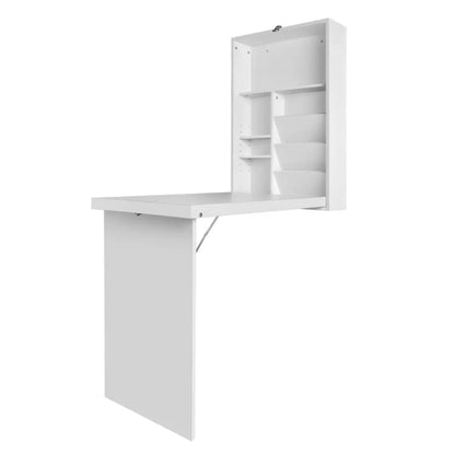 Artiss Computer Desk Bookshelf Wall Mount White - Image 8