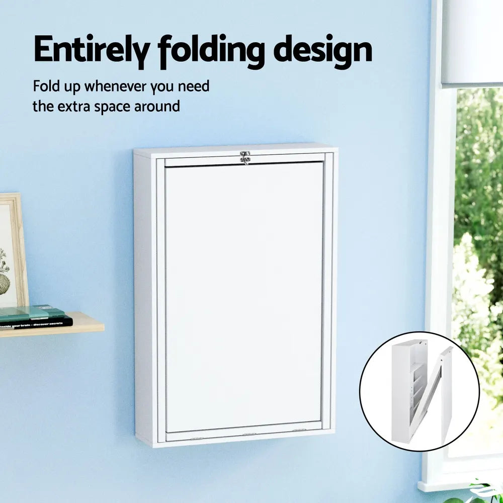 Artiss Computer Desk Bookshelf Wall Mount White - Image 4