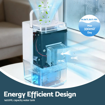 Devanti 1400ML Portable Dehumidifier Quiet Sleep Mode Timer Auto Off Bedroom White - Image 4
