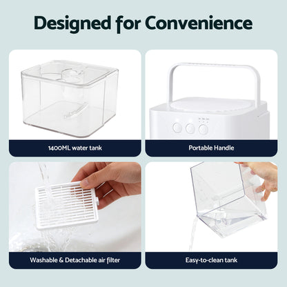 Devanti 1400ML Portable Dehumidifier Quiet Sleep Mode Timer Auto Off Bedroom White - Image 7