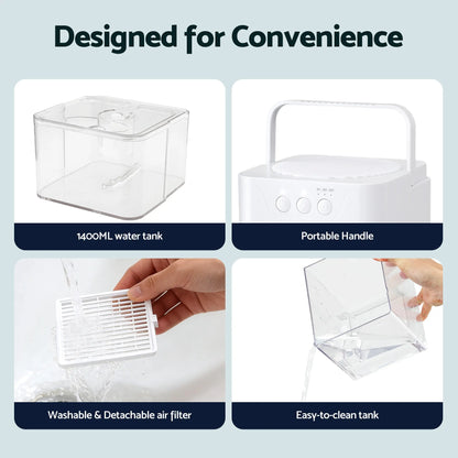Devanti 1400ML Portable Dehumidifier Quiet Sleep Mode Timer Auto Off Bedroom White - Image 7