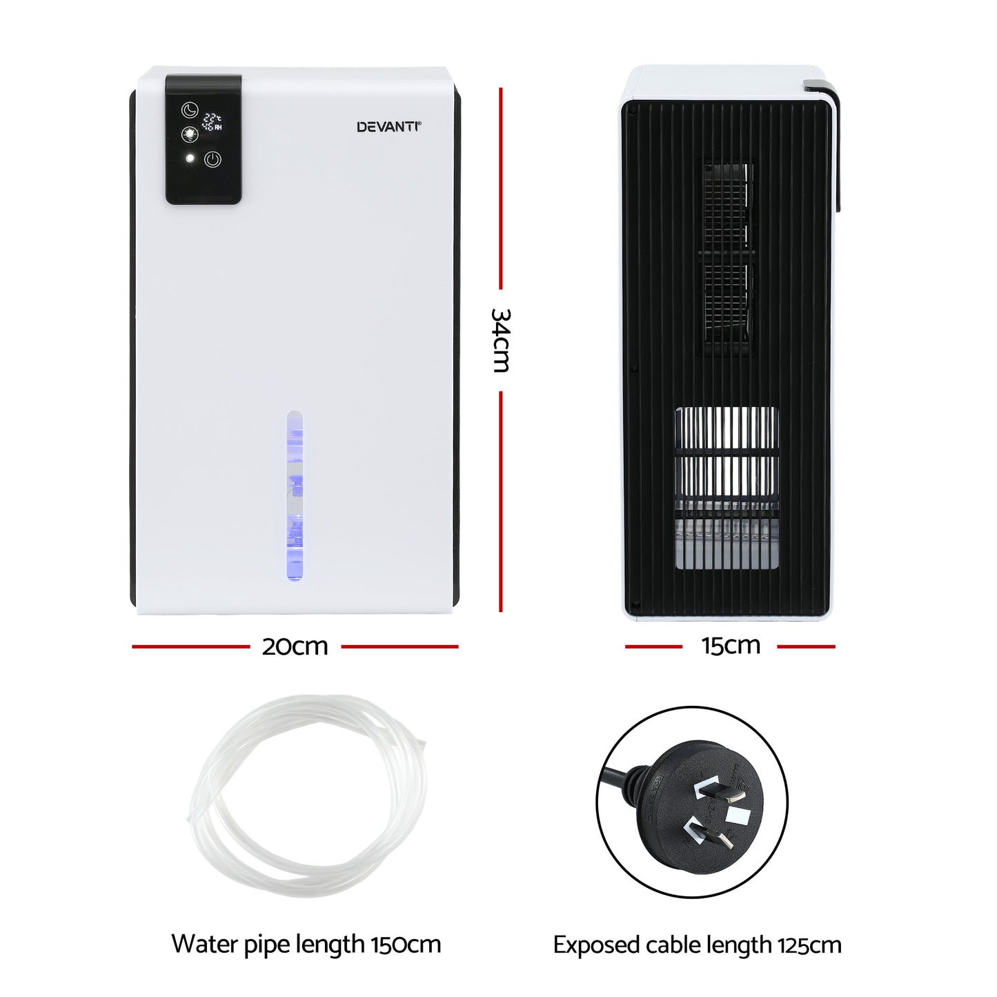DEVANTI 2000ml Portable Dehumidifier Moisture Absorber Home Bedroom Quiet Remote - Image 2
