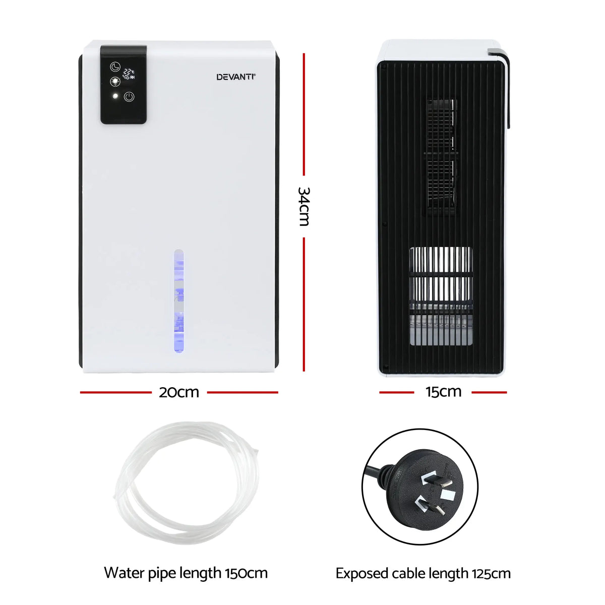 DEVANTI 2000ml Portable Dehumidifier Moisture Absorber Home Bedroom Quiet Remote - Image 2