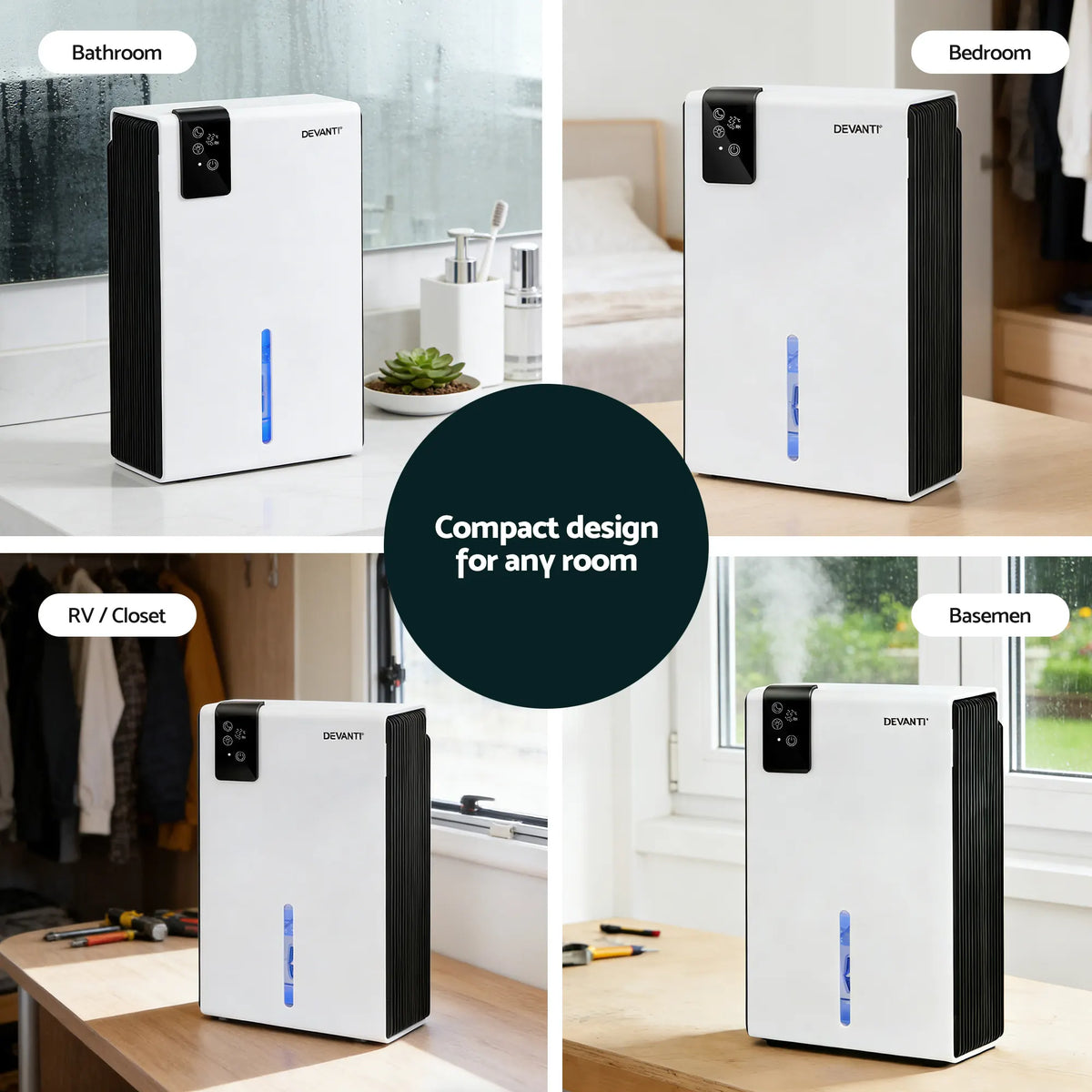 DEVANTI 2000ml Portable Dehumidifier Moisture Absorber Home Bedroom Quiet Remote - Image 8