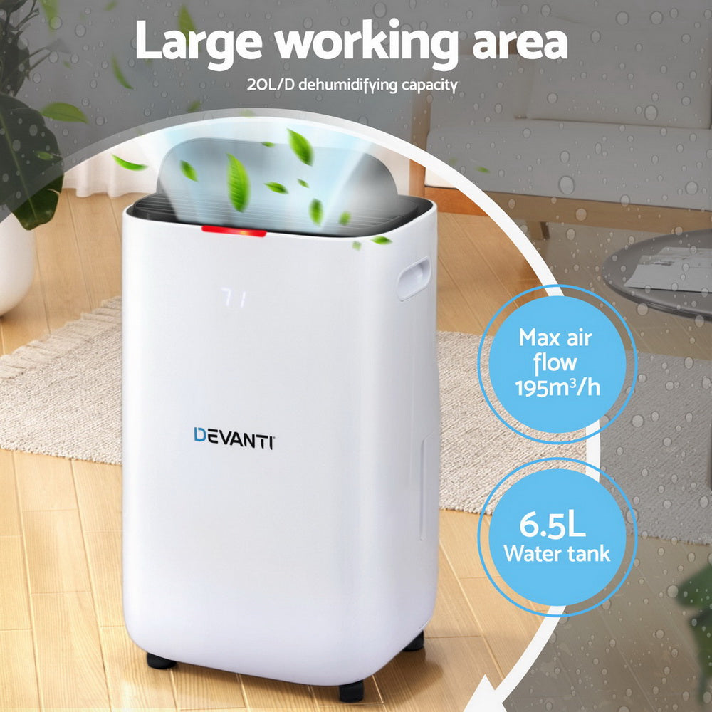 Devanti Dehumidifier 20L Air Purifier White - Image 4