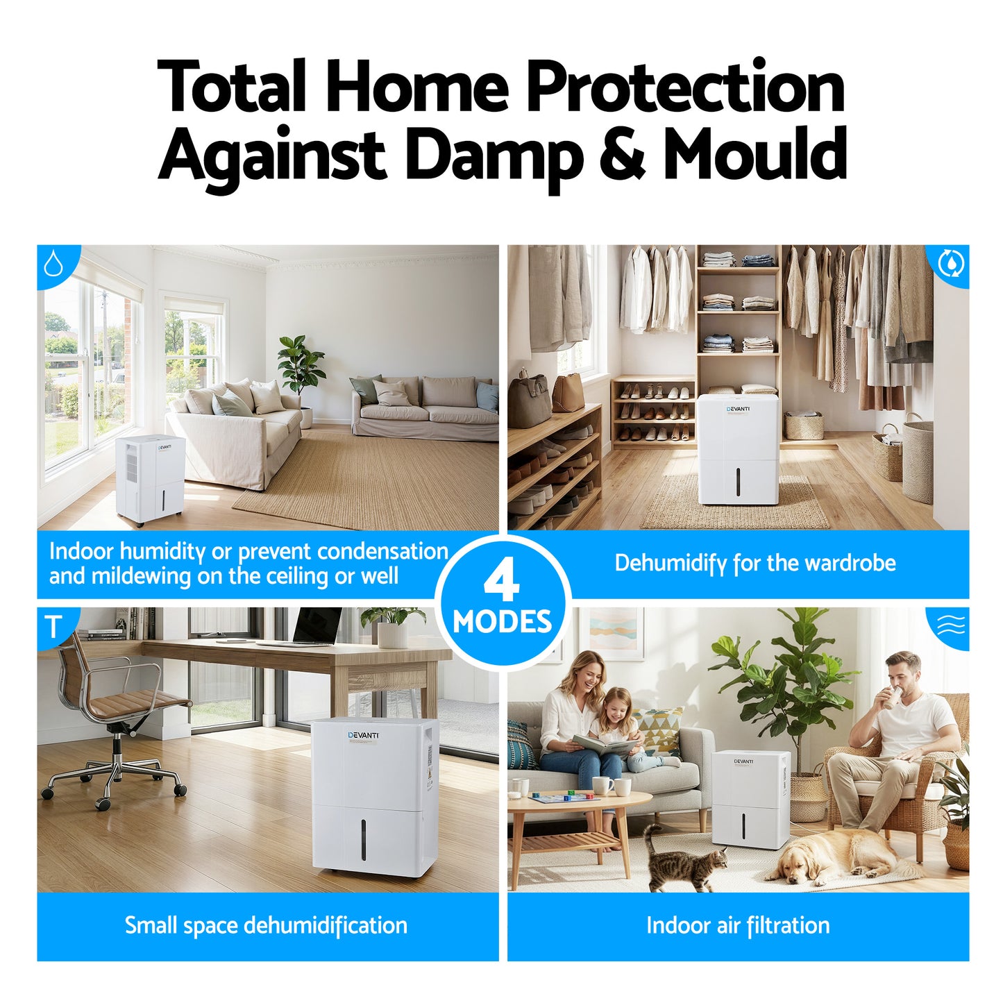 Devanti 30L/Day Dehumidifier Home Air Dryer Mould Moisture 4.7L Tank - Image 6