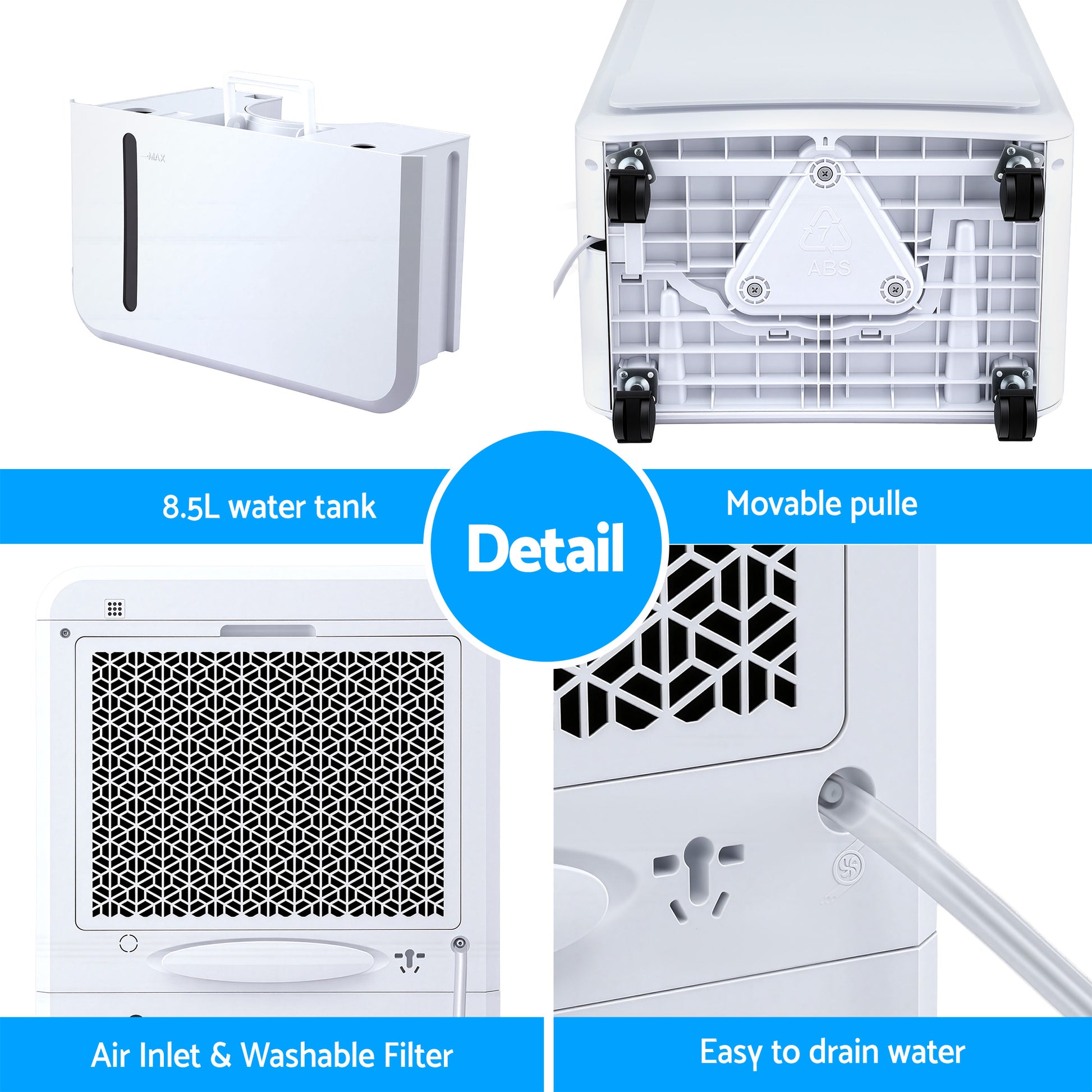 Devanti 50L/Day Dehumidifier Home Air Dryer Mould Moisture 8.5L Tank - Image 7