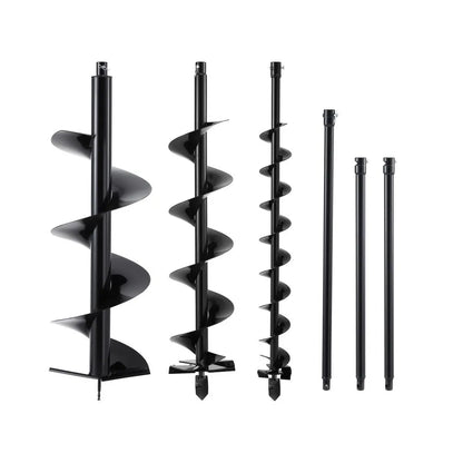 Giantz Post Hole Digger Auger Drill Bit Set 100mm 200mm 300mm Carbon Steel Black - Image 3