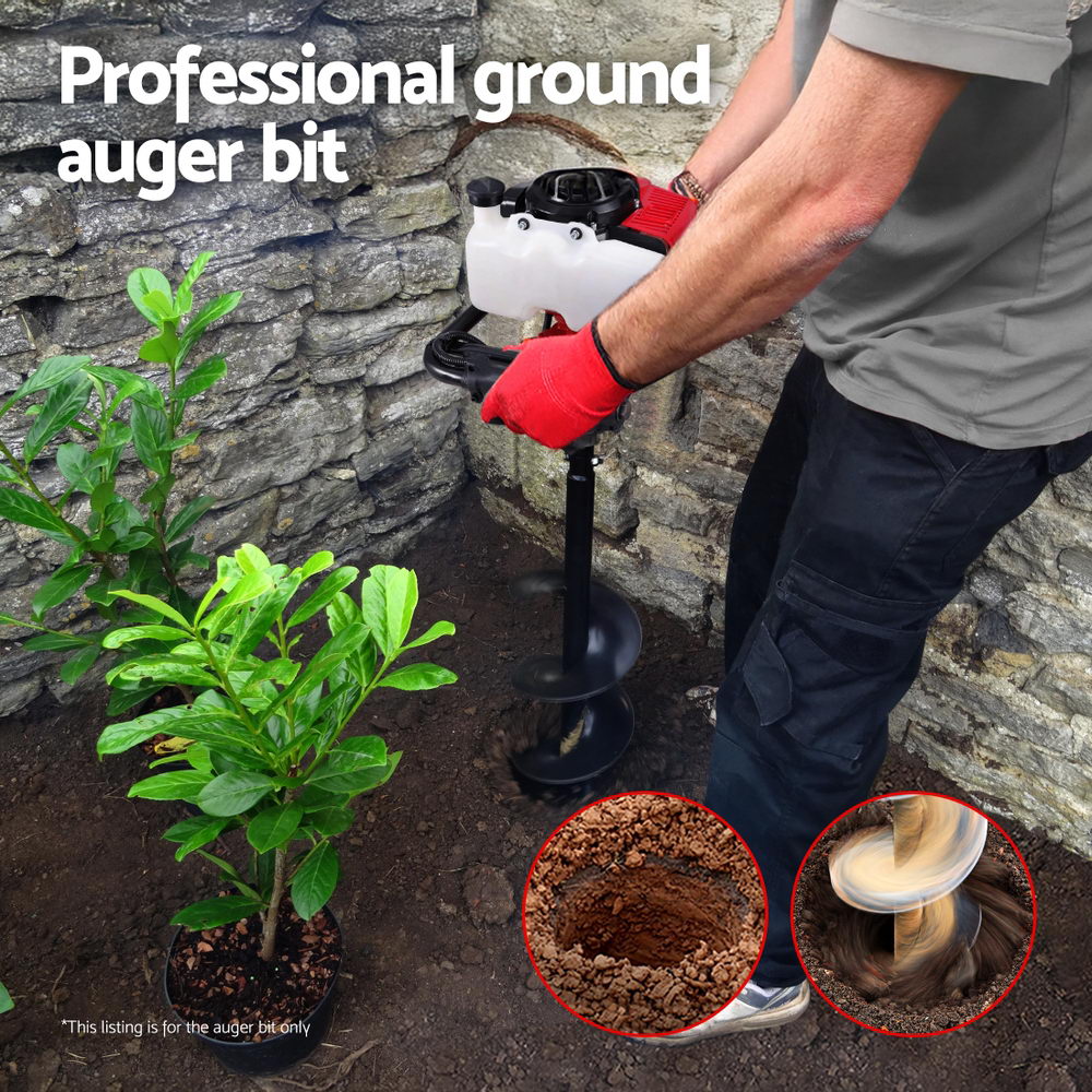 Giantz Post Hole Digger Auger Drill Bit 200mm with 80cm Extension Shaft Black - Image 4