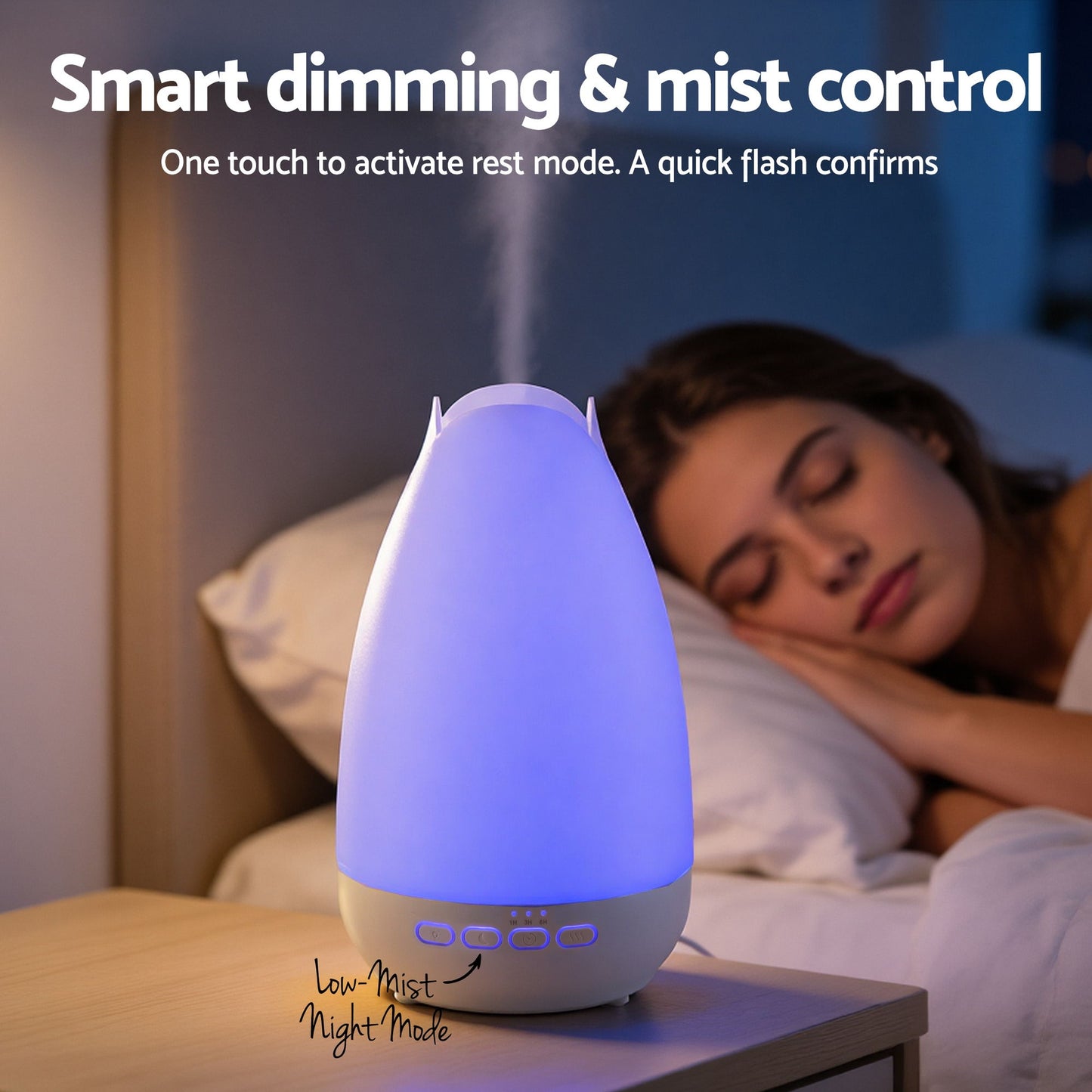 Devanti Ultrasonic Essential Oil Aroma Diffuser Aromatherapy Cool Mist Humidifier w/ LED Light 300ml - Image 4