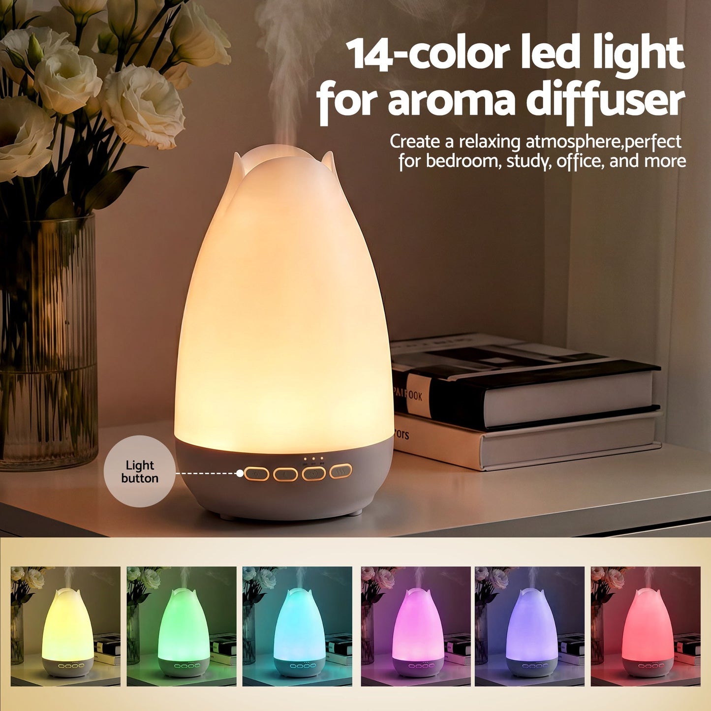 Devanti Ultrasonic Essential Oil Aroma Diffuser Aromatherapy Cool Mist Humidifier w/ LED Light 300ml - Image 5
