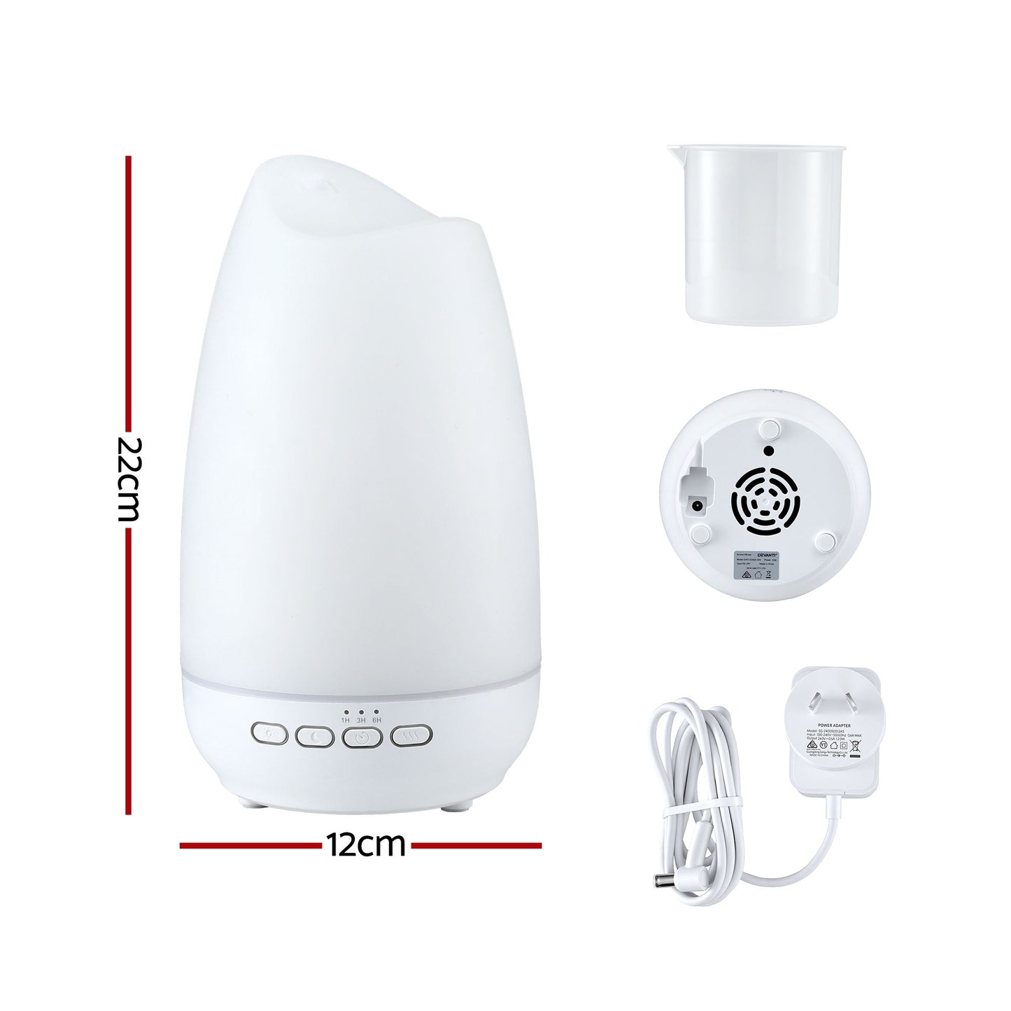 Devanti Ultrasonic Essential Oil Aroma Diffuser Aromatherapy Cool Mist Humidifier w/ LED Light 300ml - Image 2