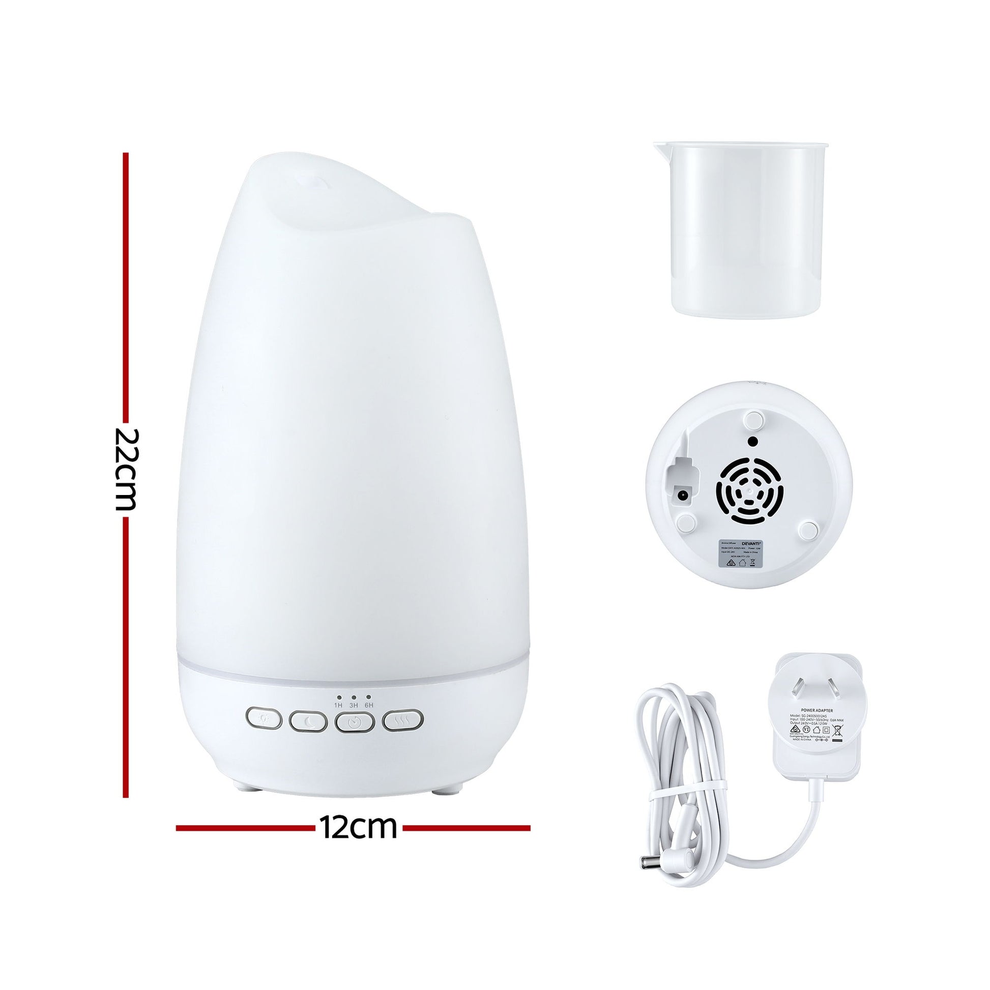 Devanti Ultrasonic Essential Oil Aroma Diffuser Aromatherapy Cool Mist Humidifier w/ LED Light 300ml - Image 2