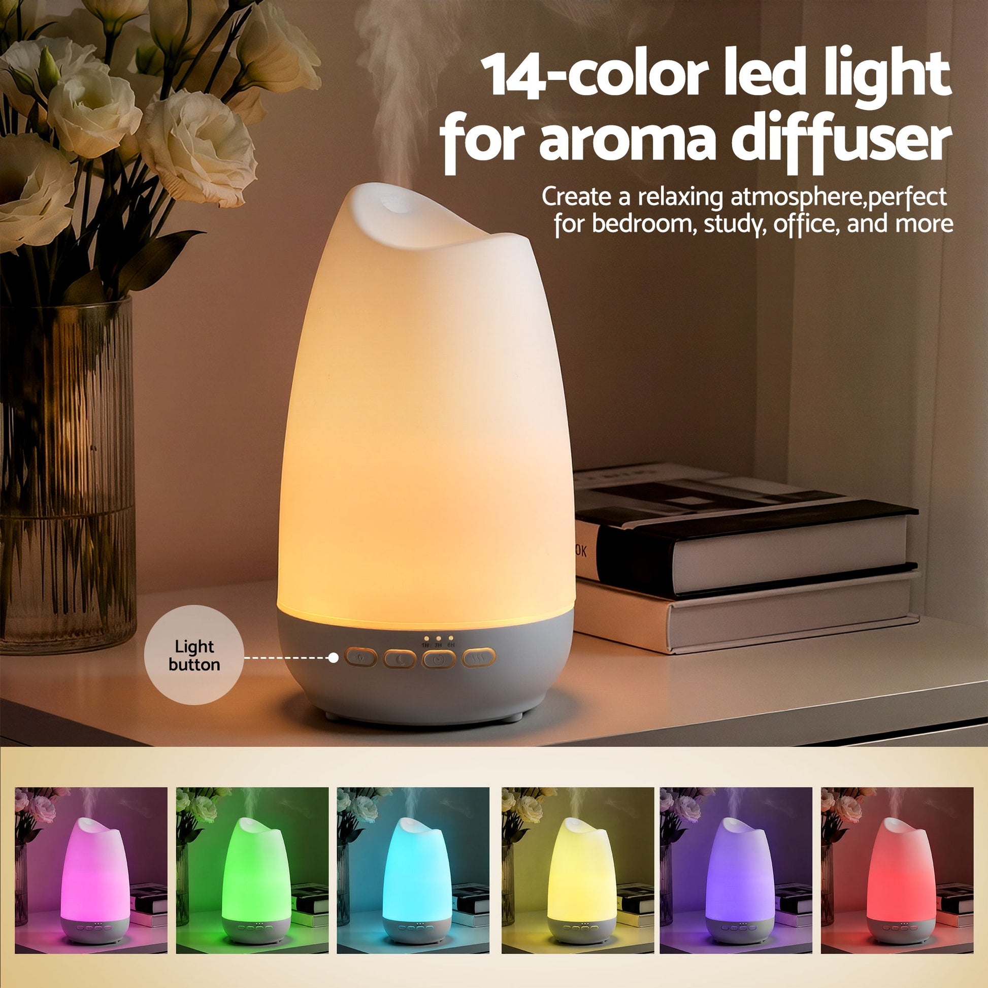 Devanti Ultrasonic Essential Oil Aroma Diffuser Aromatherapy Cool Mist Humidifier w/ LED Light 300ml - Image 5
