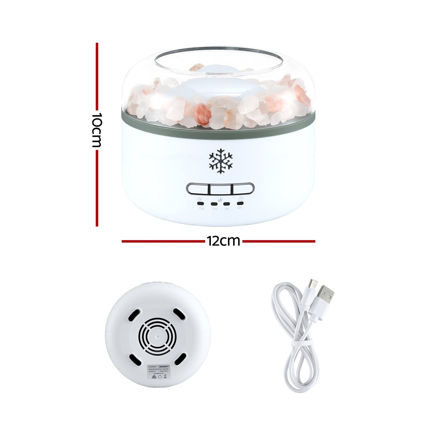 Devanti 150ml Salt Lamp Aroma Diffuser Ultrasonic Humidifier Purifier 7 LED Colors - Image 2
