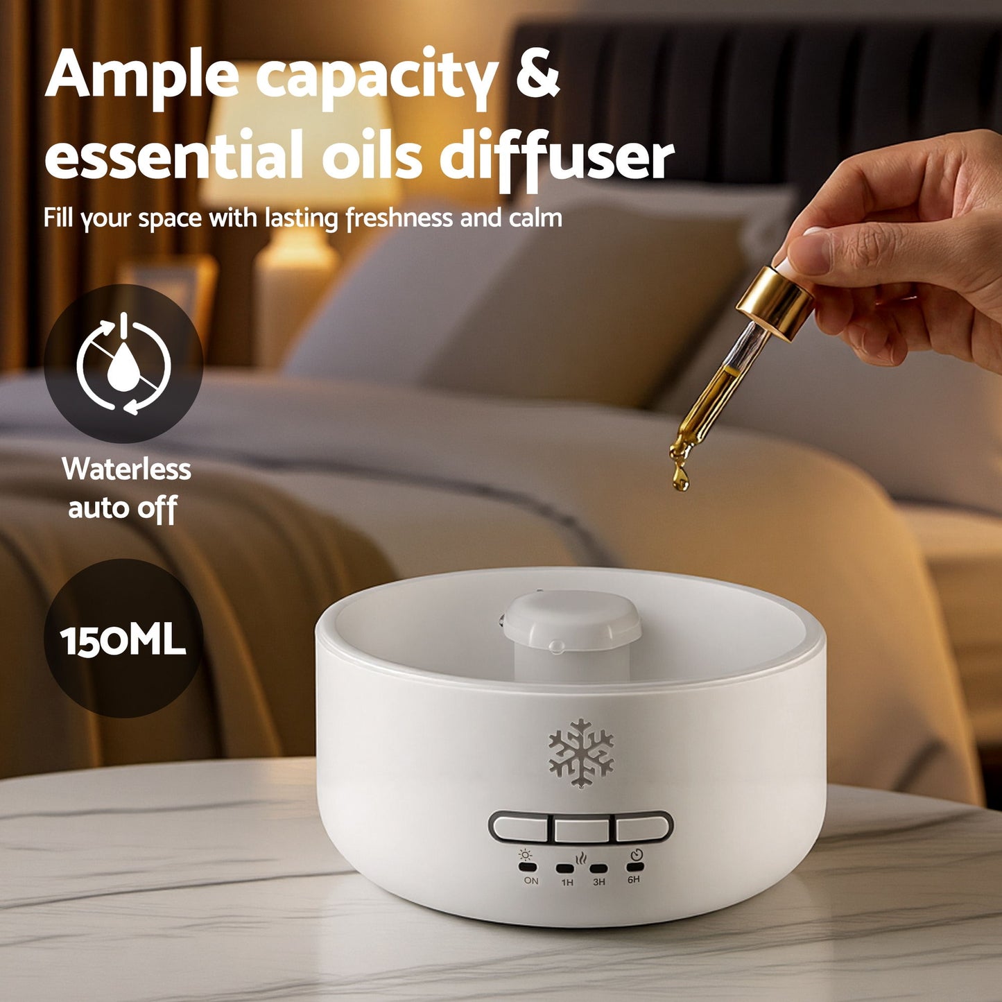 Devanti 150ml Salt Lamp Aroma Diffuser Ultrasonic Humidifier Purifier 7 LED Colors - Image 7