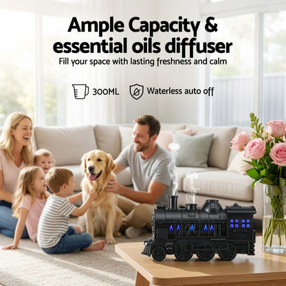 Devanti Train Aroma Diffuser Essential Oil Humidifier 300ml Smoke Ring LED Timer - Image 7