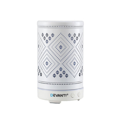 Devanti Ultrasonic Aroma Diffuser Aromatherapy 100ml LED Lights Iron Humidifier Forest - Image 4