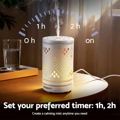 Devanti Ultrasonic Aroma Diffuser Aromatherapy 100ml LED Lights Iron Humidifier Forest - Image 7