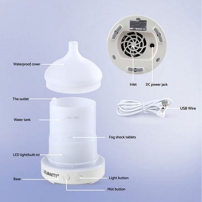 Devanti Ultrasonic Aroma Diffuser Aromatherapy 100ml LED Lights Iron Humidifier Forest - Image 9