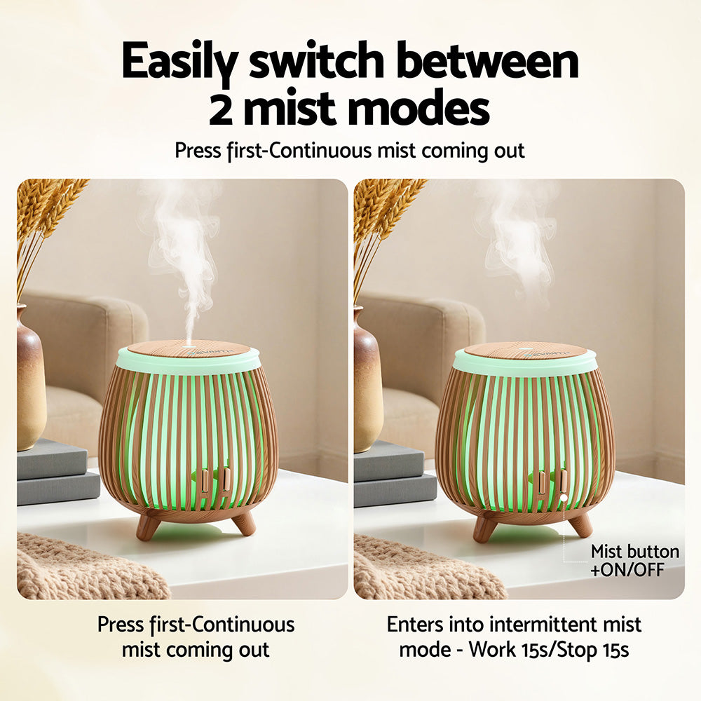 Devanti Ultrasonic Aroma Diffuser Aromatherapy 140ml LED Lights Iron Humidifier Forest Deep Wood - Image 4