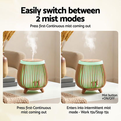 Devanti Ultrasonic Aroma Diffuser Aromatherapy 140ml LED Lights Iron Humidifier Forest Deep Wood - Image 4