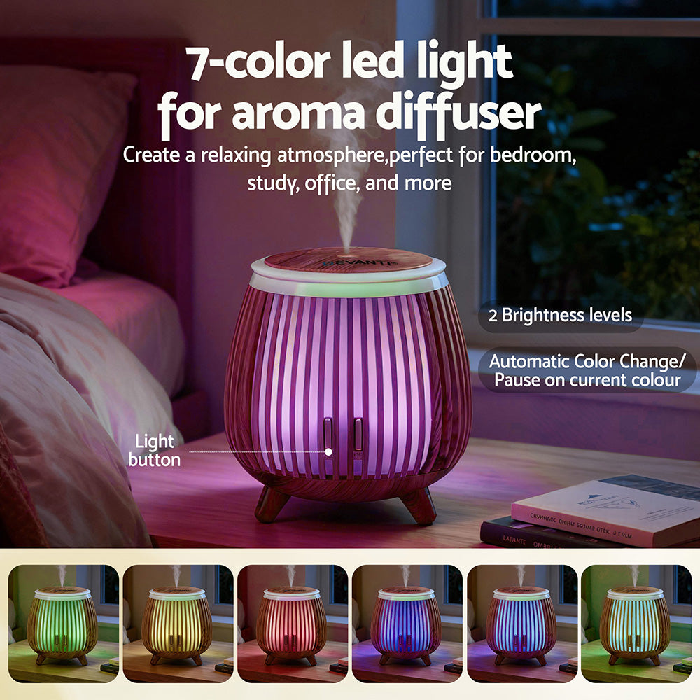 Devanti Ultrasonic Aroma Diffuser Aromatherapy 140ml LED Lights Iron Humidifier Forest Deep Wood - Image 5