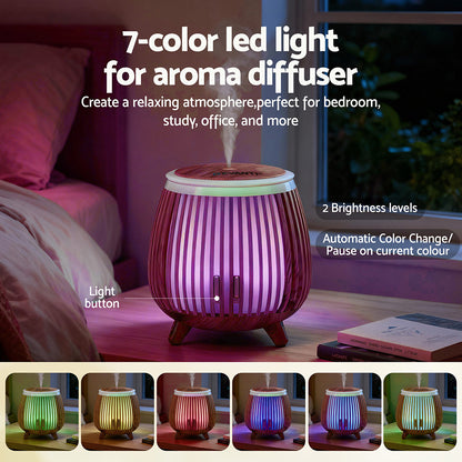 Devanti Ultrasonic Aroma Diffuser Aromatherapy 140ml LED Lights Iron Humidifier Forest Deep Wood - Image 5