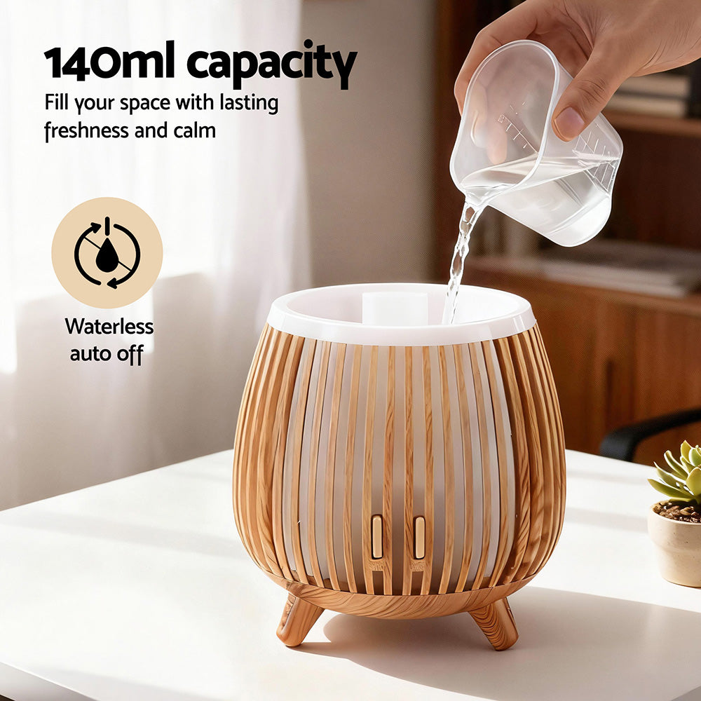 Devanti Ultrasonic Aroma Diffuser Aromatherapy 140ml LED Lights Iron Humidifier Forest Deep Wood - Image 6
