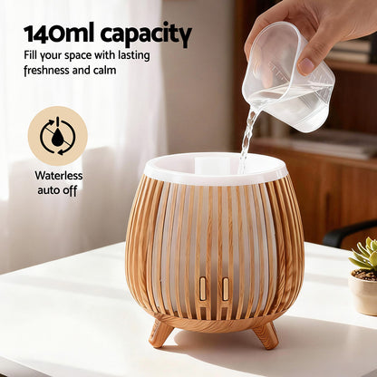 Devanti Ultrasonic Aroma Diffuser Aromatherapy 140ml LED Lights Iron Humidifier Forest Deep Wood - Image 6