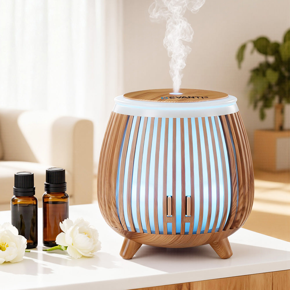 Devanti Ultrasonic Aroma Diffuser Aromatherapy 140ml LED Lights Iron Humidifier Forest Deep Wood - Image 7