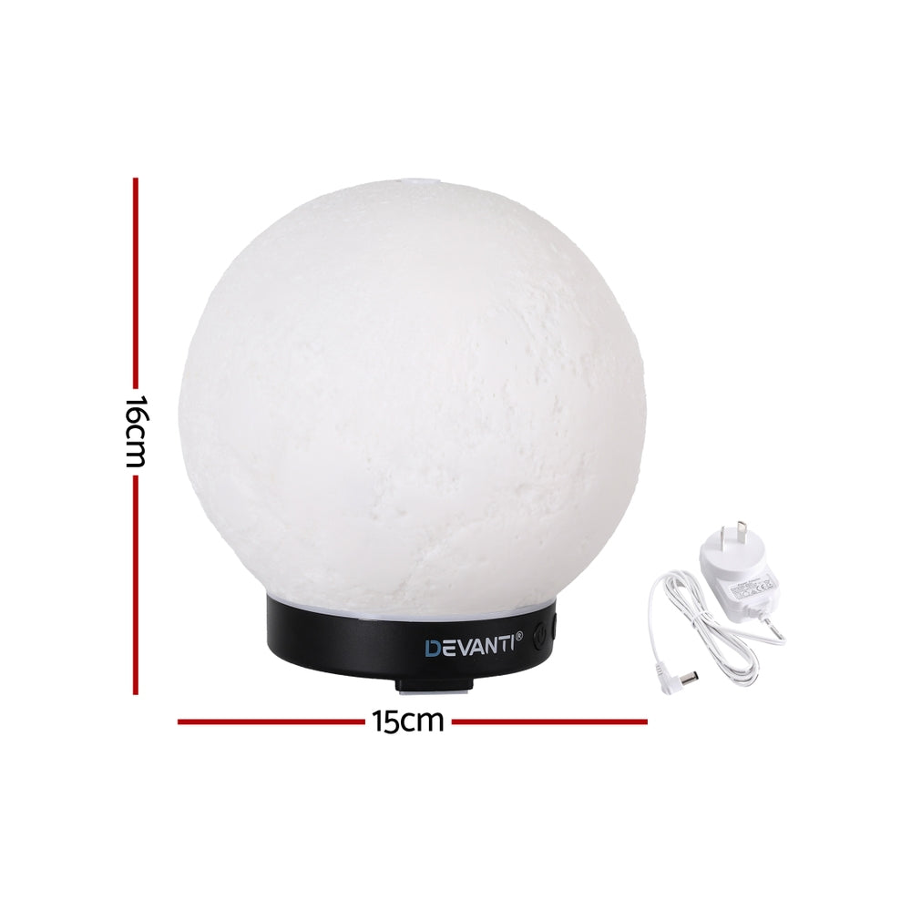 Devanti Ultrasonic Aroma Diffuser Aromatherapy Moon Lamp 100ml - Image 2