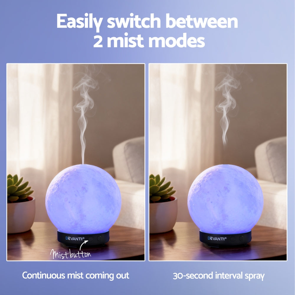 Devanti Ultrasonic Aroma Diffuser Aromatherapy Moon Lamp 100ml - Image 4