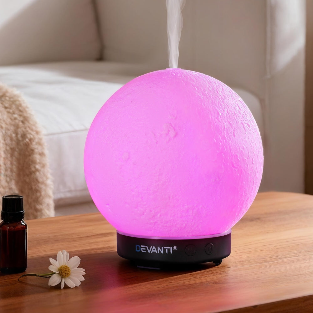 Devanti Ultrasonic Aroma Diffuser Aromatherapy Moon Lamp 100ml - Image 7