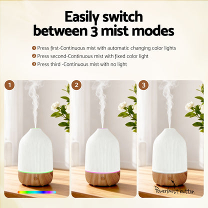 Devanti Ultrasonic Aroma Diffuser Aromatherapy 100ml LED Lights Iron Humidifier Forest - Image 4
