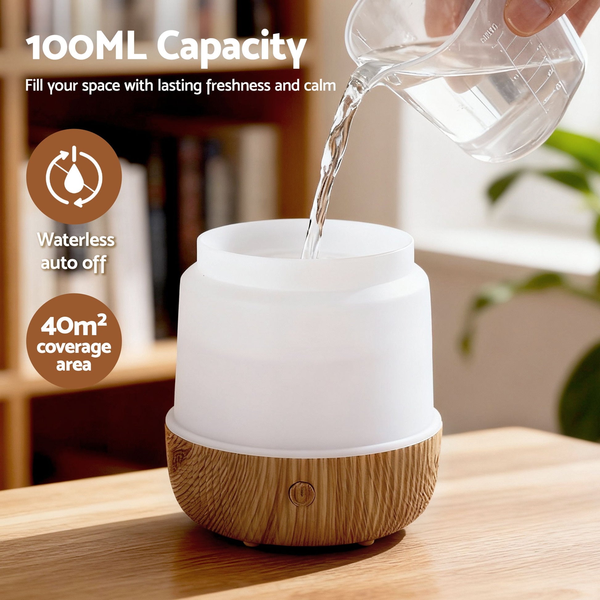 Devanti Ultrasonic Aroma Diffuser Aromatherapy 100ml LED Lights Iron Humidifier Forest - Image 6