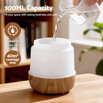 Devanti Ultrasonic Aroma Diffuser Aromatherapy 100ml LED Lights Iron Humidifier Forest - Image 6